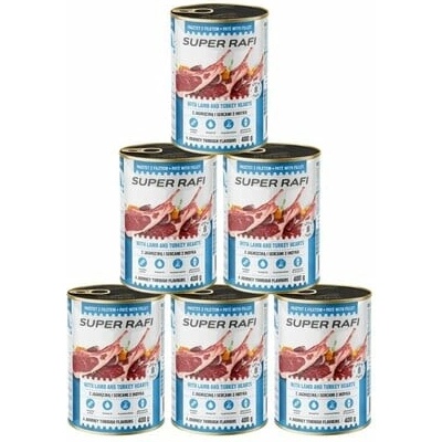 Super Rafi s jahňacími a morčacími srdcami 6 x 400 g