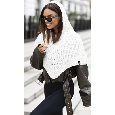 Fashionweek Dámska čiapka ako kapucňa s trubkovou šatkou 2W1 JK Samira Biela