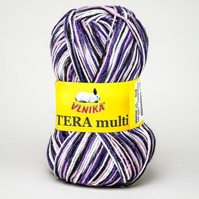 Pletací příze Vlnika TERA MULTI 813 fialová, melírovaná, 100g/300m