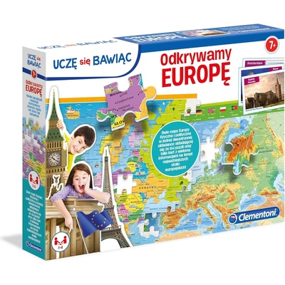 Clementoni - Puzzle Obojstranná mapa Európy (poľský jazyk) - 100 piese