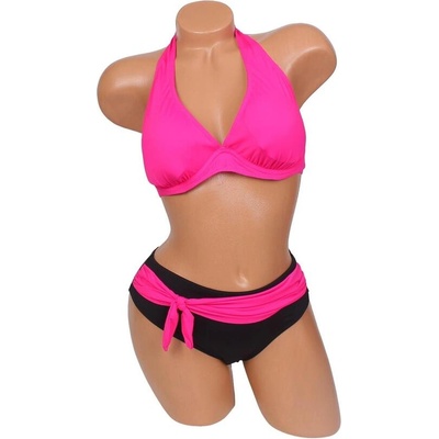 Дамски бански в цикламено и черно