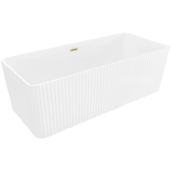 Mexen Nila свободностояща рифлована вана 170 x 75 см, бяла, прелив златист матов - 52841708000-55 (52841708000-55)