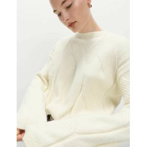 Marks & Spencer Суитшърт с плетен кабелен модел, с вълна и алпака вълна Marks & Spencer cremavo Marks & Spencer | Bezhov | ЖЕНИ | L