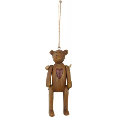 Dekorace hnědý Medvídek se srdíčkem 4 * 3 * 10 cm Clayre & Eef