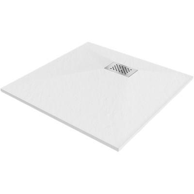 Mexen Hugo квадратен душов поддушник SMC 80 x 80 см, бял, иноксова маскировка (42108080-X)