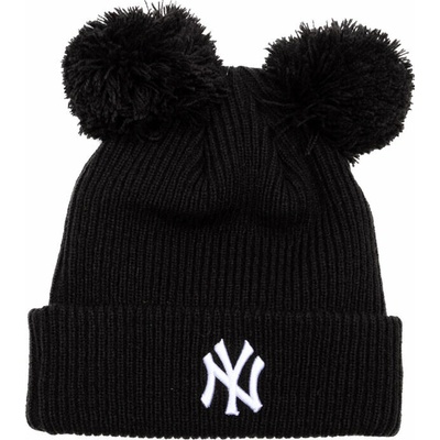 New Era Knit Medium MLB Womens Double Pom beanie NY Yankees Dark Brown White