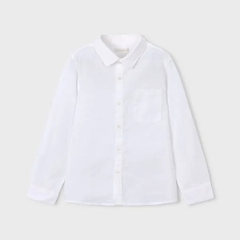MAYORAL Риза дълъг ръкав лен класическа яка Бял цвят за мини момче Mayoral