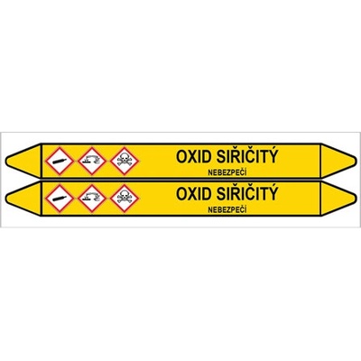 Značení potrubí, oxid siřičitý,2 ks, 450 × 52 mm PZ 007785