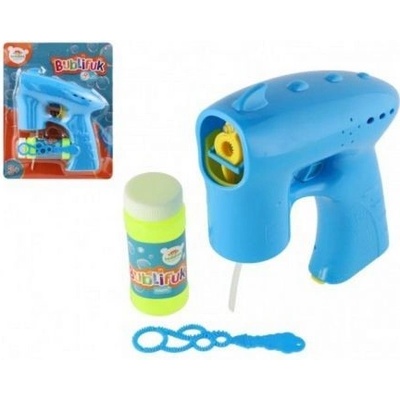 Teddies Bublifuk pistole plast 13cm a náplň na baterie Modrá