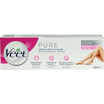 Veet Pure Депилиращ крем за тяло и крака за нормална кожа, 100 ml