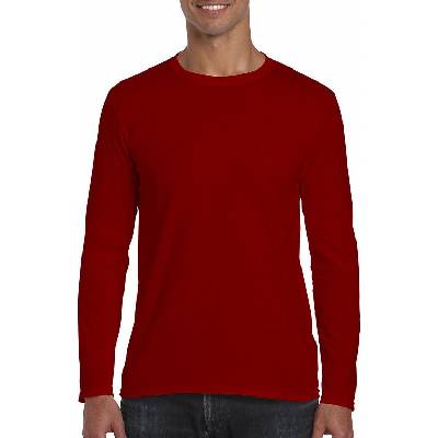 Gildan pánske tričko Softstyle s dlhými rukávmi červené