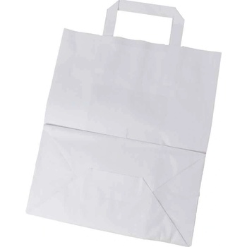 Papierová taška s plochým uchom, 30x26x14 cm, biela