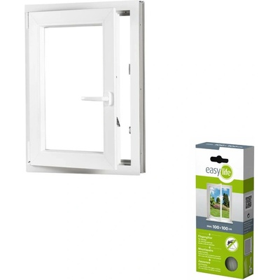 Okna Hned Sada plastové okno 500 x 700 mm levé, otevíravé i sklopné + síť proti hmyzu