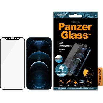 Panzer Стъклен протектор PanzerGlass за Apple iPhone 12 Pro Max Case Friendly AntiBacterial AntiGlare Черен