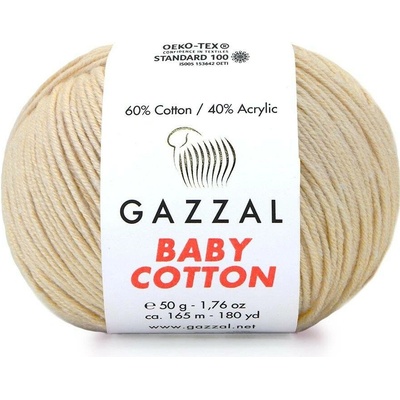 Gazzal Příze Baby cotton 3445 světle béžová