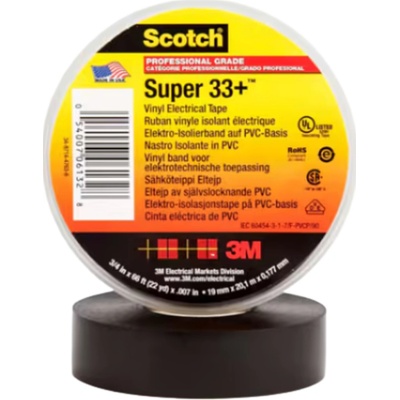 3M Scotch Super 33 vinylová izolačná páska pre elektrikárov 19 mm x 33 m čierna
