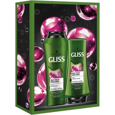 Gliss Kur Bio Tech Restore šampón 250 ml + balzam 150 ml darčeková sada