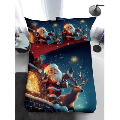 EmonaMall Двулицево коледно спално бельо, размер за приста (реално изображение) EmonaMall, 4 части - Модел S18766 (S18766-6666d4)