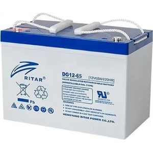 RITAR Оловна гелова батерия RITAR (DG12-65), 12V, 65Ah, 350 / 167 /182 mm F5/M8 / F11/M6, За соларни системи (RITAR-DG12-65)