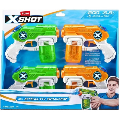 ZURU XSHOT Stealth Soaker Vodní pistole, sada 4 ks