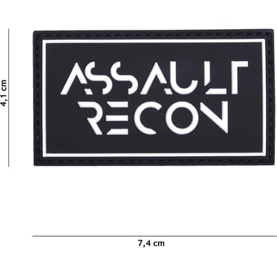 Gumová nášivka 101 Inc nápis Assault Recon - čierna