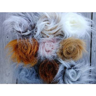 Umelá kožušina, oceľová, 45 mm vlas kožušinový lem: (10 cm x 143 cm)