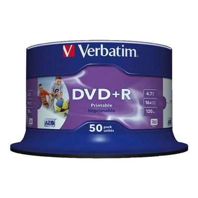 Verbatim DVD+R Wide Inkjet Printable No ID Brand 4, 7 GB 50 броя (43512)