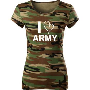 DRAGOWA dámske tričko i love army maskáčová