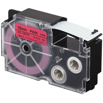 Pro Casio Casio XR-18FPK , 18mm x 8m, черен печат / сигнал розов фон, съвместима лента (CAXR18FPK)