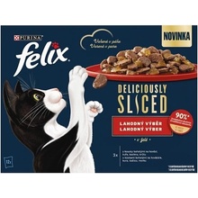 Felix Deliciously Sliced ​​lahodný výber hovädzie kura kačica morka v želé 12 x 80 g