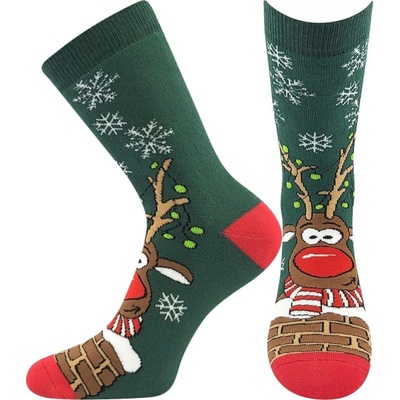 Boma RUDY vánoční froté ponožky RUDOLF tm. modrá