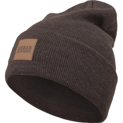 Urban Classics Leatherpatch Long Beanie heatherbrown