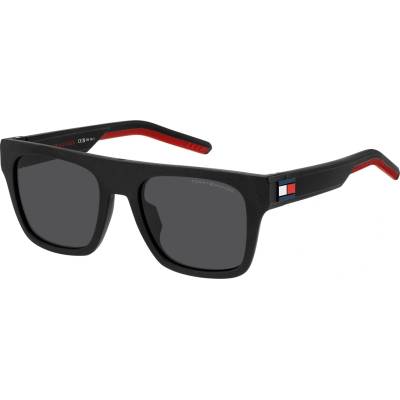Tommy Hilfiger Слънчеви очила Tommy Hilfiger Men's Rec Flat Top Round Sunglasses - Matte Black Red