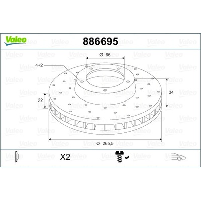 VALEO Brzdový kotúč 886695