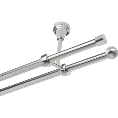 OK-GarnýžeCZ Garnýž kovová dvouřadá 19mm Pullo nerez 330 cm do stropu / na tunýlek - bez kroužků