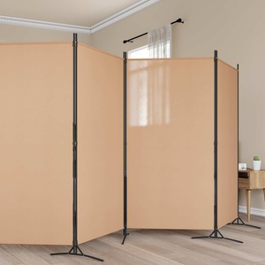 vidaXL Делител за стая с 6 панела Бежово 520 x 180 cm Текстил (42039230)