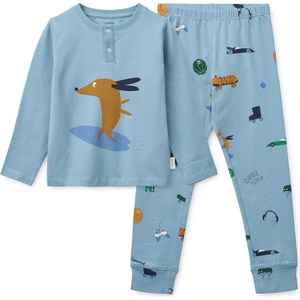 LIEWOOD Детско ежедневно термо бельо LIEWOOD Kid's Wilhelm Printed Pyjamas Set Pyjamas - Dog / Fun / Beach Blue / Mix - размер 134/140 (EU) (714-1780-0112)
