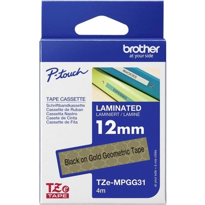 etikety Brother TZe, TZ TZe-MPGG31 Farba pásky: zlatá Farba písma:čierna 12 mm 4 m