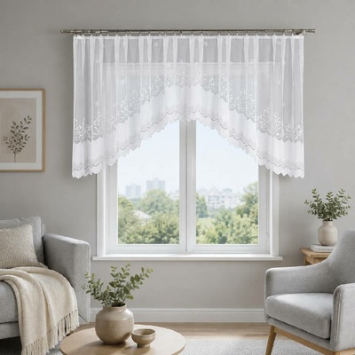 Dekorační oblouková krátká záclona na žabky GENOWEFA 100 bílá 400x100 cm MyBestHome