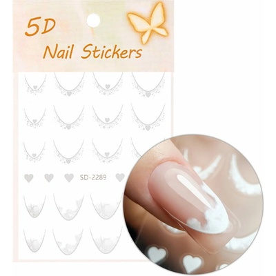 5D Nálepky na francúzsku manikúru French White Heart SD-2289