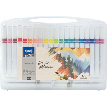Spree Акрилни маркери Spree Art Soft Brush, 48 цвята в PP кутия