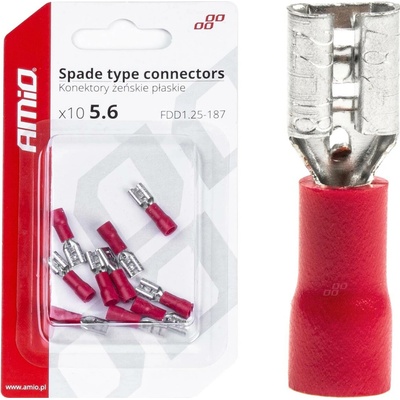 amio Elektrické konektory – samica (násuvka) 5.6mm 0.5-1.5mm2 10A 10 ks