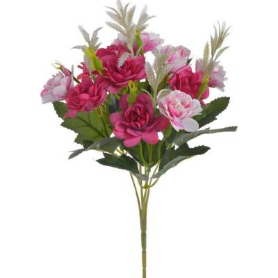 Kytice jiřin 10 květů - fuchsiová/sv. růžová 31 cm