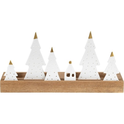 räder Svícen Fir Trees 25 cm, bílá barva, přírodní barva, dřevo, porcelán