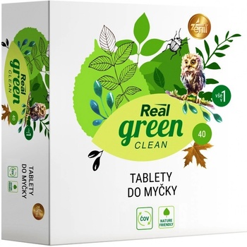 Real Green Clean bezfosfátové tablety do myčky All in 1 40 ks