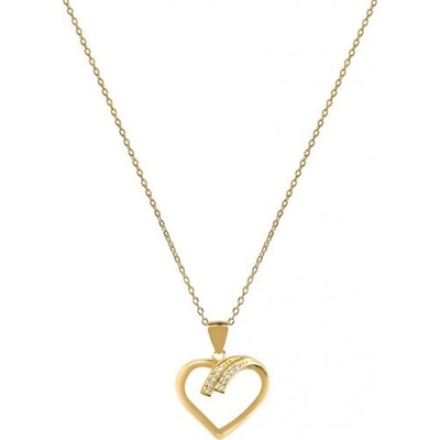 Beneto Pozlátený strieborný náhrdelník so srdcom AGS1138/47-GOLD