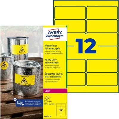 Avery Zweckform L6107-20 Odolné PET etikety 99,1x42,3 mm 240 ks žluté