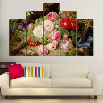 Vivid Home Картини пана Vivid Home от 5 части, Цветя, Канава, 160x100 см, 5-та Форма №0872