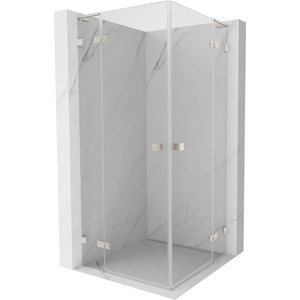 Mexen Lunar L Duo душ кабина с панти 90 x 90 см, прозрачна, четкан никел - 834L-090L-090P-97-00 (834L-090L-090P-97-00)