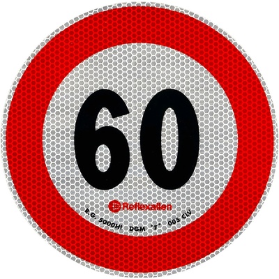 Reflexní nálepka LAMP s omezením rychlosti 60 km/h, značka B-33
